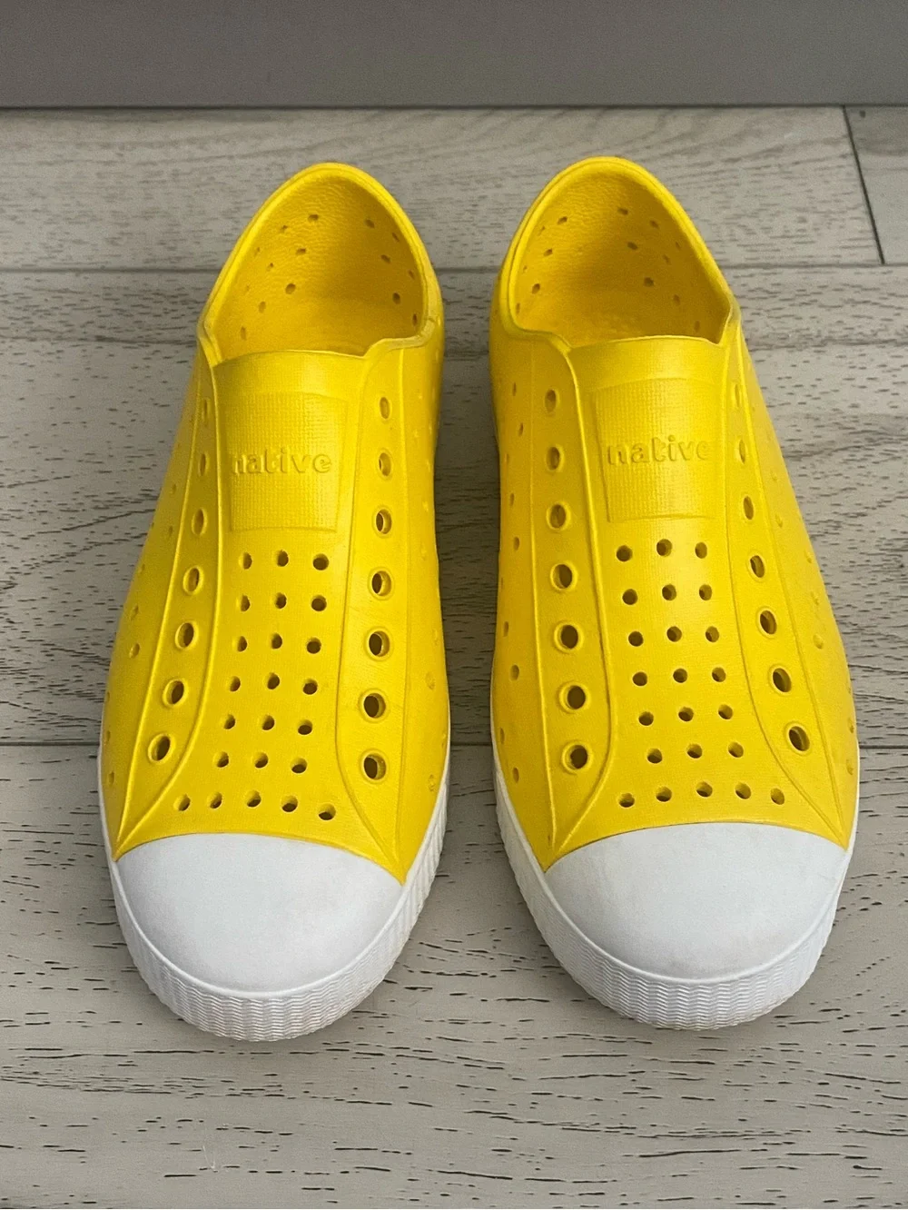 Native Big Kids Classic Jefferson Waterproof Slip On Shoes In Crayola Yellow